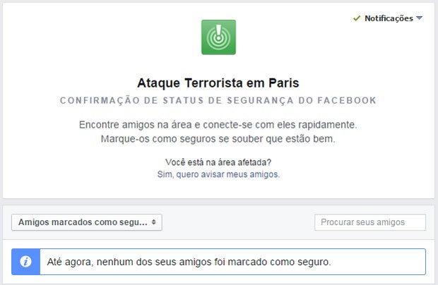 Você está visualizando atualmente Facebook lança status para usuários avisarem que estão seguros na França